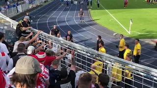 Alberner Versuch von Blocksturm von Jena -Idioten beim Spiel Jena Köln im DFB-Pokal am 08.08.2021