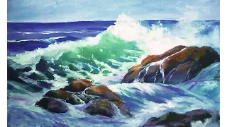 How to Paint a "Translucent Ocean Wave on the Rocks" Part 1 - Ginger Cook's Master Class Painting