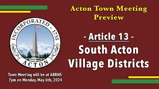 May 2024 Town Meeting Preview - Article 13