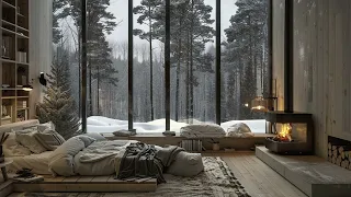 Cozy Living Room Ambience - Serene Snowy Ambience and Crackling Fireplace for Stress Relief & Relax