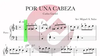 🎶 “POR UNA CABEZA” ( Carlos Gardel TANGO ARGENTINO ) 🎼 partitura de versión FÁCIL ✅ para PIANO 🎹