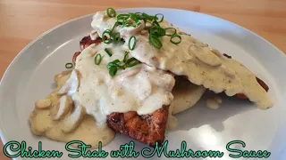 CHICKEN STEAK WITH MUSHROOM SAUCE || STEAK IN WHITE SAUCE RECIPE | CHICKEN MUSHROOM STEAK