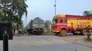 Dangerous Scene : Truck In Front Of The Train, Long Time Gate Open At slum Side Single Line Railgate