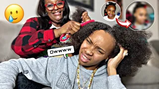 Letting my MOM do my EMBARRASSING childhOOD Hairstyle *not cute*
