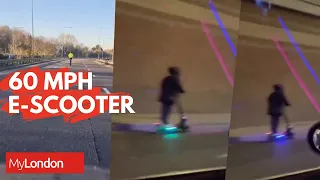 CRAZY FOOTAGE shows e-scooters speeding down main roads in London