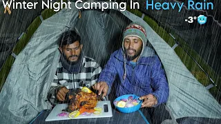 Winter Camping In Heavy Rain & Extreme Cold Weather | Winter Night Camping In Rain | Rain Camping