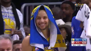 Stephen Curry Gets T'd up on the Bench - Warriors vs Hawks | December 3, 2018