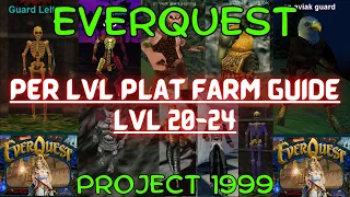 EverQuest Project 1999 Per Level Plat Farming Guide Levels 20-24 / Camps to make exp & plat P99 EQ