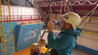 Rescue from a mid rope to rope transfer. (The Hard way.) Access Techniques Ltd