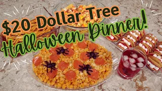Making a $20 Dollar Tree Halloween Dinner | No Refrigerated or Frozen Ingredients!