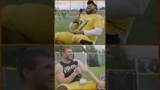 Cam Heyward asks T.J. Watt who mom loves more and which is dad most proud of 😂 #shorts