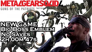 MGS4 | New Game | Big Boss Emblem | NO Saves Speedrun in 2h 00m 47s