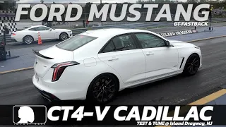 CT4-V Blackwing vs Mustang GT Fastback 1/4 mile Race