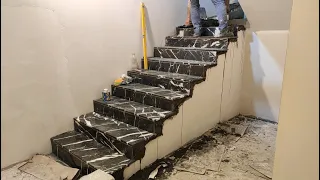 Basamağa Şerbet tekniği ile mermer granit döşeme işçiliği - Step marble flooring - Granite flooring