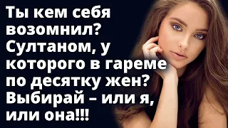 Ты кем себя возомнил? Султаном, у которого в гареме по десятку жен?Выбирай – или я, или она!!!