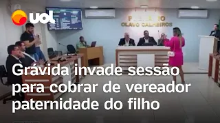 Grávida 'invade' sessão da Câmara de Murici (AL) para cobrar paternidade de vereador; vídeo