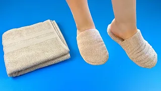 I MADE STYLISH HOME SHOES OUT OF OLD TOWELS! AMAZING RECYCLING!