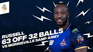 Andre Russell 78* from 29 vs Morrisville SAMP Army | Day 11 | Abu Dhabi T10 Season 6