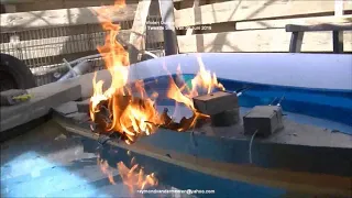 Wooden Model Ship Burning: Cruiser Romo