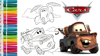 Coloring Tow Mater from Cars 3 | Fun colorful journey!