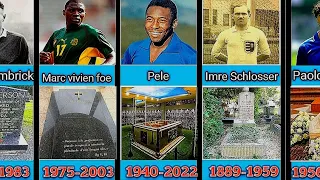 Tombstones of famous footballers who died