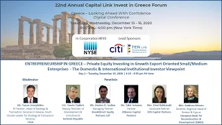 2020 - Capital Link 22nd Annual Invest in Greece Forum - Entrepreneurship In Greece - Private Equity