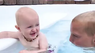 Funny Babies Swimming In The Pool Baby Outdoor Moments | Baby Just Laugh