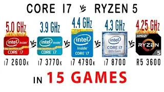 i7 2600k OC vs i7 3770k vs i7 4790k vs i7 8700 vs R5 3600 OC in 15 Games or Сore i7 vs Ryzen 5