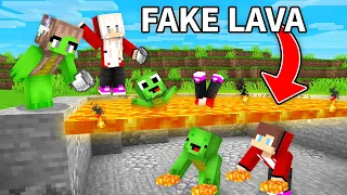 Mikey and JJ Use FAKE LAVA To Prank Families in Minecraft (Maizen)