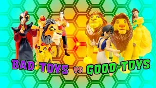 Good Toys vs Bad Toys Spin the Wheel Mini Games! W/ Simba, Aladdin & Moana
