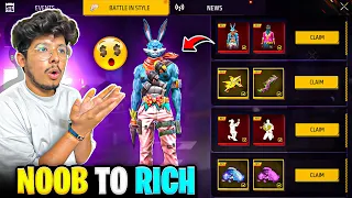 FREE FIRE NOOB TO RICH IN 9 Diamonds💎😱 i Claimed All Rare Items😍-Garena Free Fire