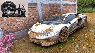 Rebuilding Lamborghini Aventador SuperVeloce - Forza Horizon 5 Steering Wheel Gameplay