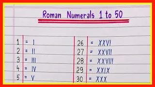 Roman Numbers 1 to 50 | Roman Numerals 1 to 50 | Write roman numbers from 1 to 50 | Roman Numbers