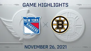 NHL Highlights | Rangers vs. Bruins - Nov. 26, 2021