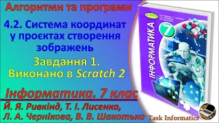 4.2. Система координат у алгоритмах створення зображень. Завдання 1 (Scratch 2) | 7 клас | Ривкінд