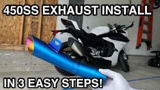 2024 CFMoto 450SS - How To Install Exhaust in 3 Steps!
