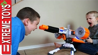 Nerf Gun Battle! Ethan Vs. Cole! Giant Nerf Rhino Fire War! Extreme Toys Nerf Guns Round Two