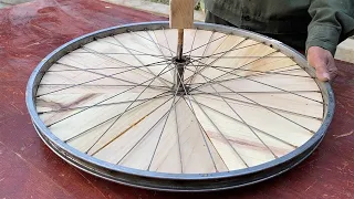 Woodworking Project Recycled From Discarded Wheels // A Table With A Unique Design From An Old Wheel