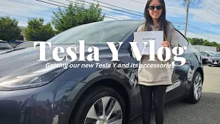 Buying the Tesla Y long range AWD 2023 and our massive best recommended accessories haul🚗