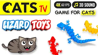 CAT TV - Crazy lizard toy 🦎🙀🎶 Game for cats 📺😻 4K (60FPS)