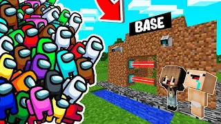 RETO DE LA BASE VS 1000000 AMONG US 😰🔪 BASE BEBE NOOBSI Y BEBE NOOB VS IMPOSTOR MINECRAFT