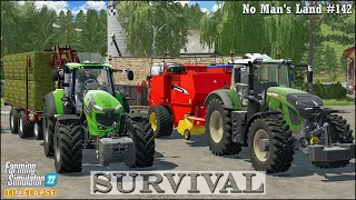 Survival in No Man's Land Ep.142🔹Upgrading Bale Equipment. Making & Hauling Hay Square Bales🔹FS 22