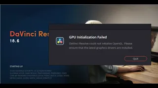 DaVinci Resolve could not initialize OpenGL 2023 GPU Initialization Failed even after driver update!