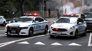 Police cars escort VIP motorcades through New York City 🚓