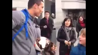 Cristiano Ronaldo is disguised as homeless to surprise a child 2015