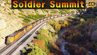 Soldier Summit Coal Trains Battle The Grade (4K) | Autumn in Price Canyon | Oct. 2023