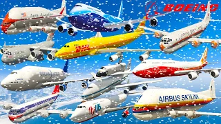 GTA V: Every Biggest Boeing Airplanes Winter Snowy Best Longer Extreme Crash and Fail Compilation