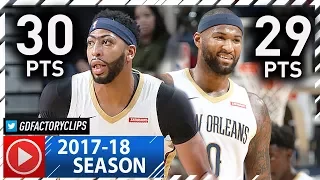 Anthony Davis & DeMarcus Cousins Triple-Double Highlights vs Cavaliers (2017.10.28) - 59 Pts!