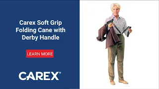 Carex Soft Grip Folding Cane with Derby Handle