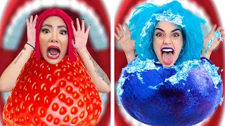 RED VS BLUE CHALLENGE FOR 24 HOURS| EATING ONLY 1 COLOR SNACKS AND CANDY BY CRAFTY HACKS